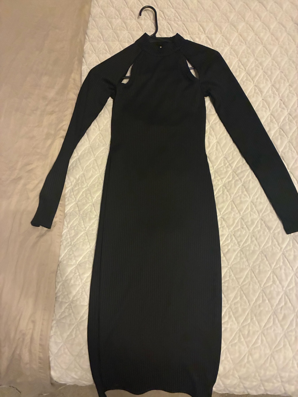 Fashion Nova Black Ribbed Cutout Turtleneck Sweater Dress